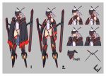  armor bare_shoulders boots cape character_sheet closed_mouth covered_navel gauntlets grey_background hair_ornament hairpin legs_apart leotard long_hair mecha_musume navel original pink_hair ponytail red_eyes sawawse simple_background standing visor_(armor) white_leotard 