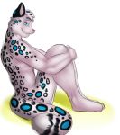  2015 anthro biped feline fur hair jonas-puppeh leopard looking_at_viewer male mammal nude side_view simple_background sitting smile snow_leopard victory_(texdot) 