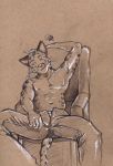 2016 abs anthro biped clothed clothing dmitrydraws feline jeans leopard looking_at_viewer male mammal navel pants partially_clothed signature snow_leopard topless unzipped_pants victory_(texdot) whiskers 