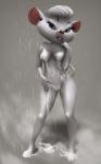  2018 3d_(artwork) anthro bathing bedroom_eyes breasts butt cleavage clothed clothing digital_media_(artwork) disney eyelashes eyeshadow female finger_in_mouth full-length_portrait fur grey_background hair half-closed_eyes hand_on_hip hi_res lighting lipstick long_tail makeup mammal medium_breasts miss_kitty miss_kitty_mouse miss_kitty_mouse_(artist) mouse navel nude portrait pose red_lipstick red_nose rodent seductive shadow short_hair shower simple_background skimpy small_waist soap solo standing the_great_mouse_detective thin_tail water wet white_fur white_hair white_tail wide_hips 