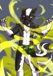  anthro black_fur boxers_(clothing) clothing fur gas gas_mask looking_at_viewer male mammal mask mephitid multicolored_fur skunk solo standing storm_devil underwear white_fur 