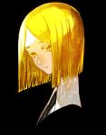  androgynous black_background blonde_hair colored_eyelashes gem_uniform_(houseki_no_kuni) highres houseki_no_kuni looking_at_viewer necktie ririkonosukee short_hair solo upper_body yellow_diamond_(houseki_no_kuni) yellow_eyes 