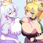  alternate_species animal_humanoid between_breasts big_breasts blue_eyes bowser bowsette_meme bracelet breast_squish breasts breasts_frottage cleavage clothed clothing collar crossgender ear_piercing female female/female gloves group horn human humanized humanoid humanoidized jewelry king_boo luigi male male/female mammal mario mario_bros micro nintendo okamura piercing red_eyes sharp_teeth spiked_armband spiked_armlet spiked_bracelet spiked_collar spikes super_crown teeth video_games 