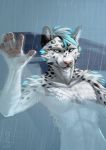  2016 5_fingers anthro biped feline fur glass hair humanoid_hands leopard male mammal nude shiroashi shower signature smile snow_leopard victory_(texdot) whiskers 