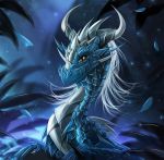  2018 blue_scales blue_theme digital_media_(artwork) dragon eyelashes feral horn membranous_wings scales solo telleryspyro wings yellow_eyes 