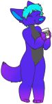  2017 anthro beverage blurple_fur canine cassmutt chibi coffee cute digital_media_(artwork) fur hair male mammal mordecai_(maturepenguini) nude purple_fur smile solo starborks wolf 