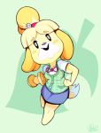  animal_crossing anthro barefoot breasts buckteeth canine clothed clothing cute dog exercise female floppy_ears fur hi_res isabelle_(animal_crossing) mammal muscular nintendo open_mouth shih_tzu shirt skirt smile solo super_smash_bros super_smash_bros._ultimate teeth video_games weightlifting weights wildblur workout 