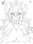  &lt;3 &lt;3_eyes 2018 3:4 big_breasts blush bowser bowsette_meme bracelet breast_squish breasts collar crossgender crown dialogue faceless_male female furball horn huge_breasts humanoid jewelry looking_at_viewer male male/female mario_bros monochrome nintendo nipples not_furry penis sex sketch smile solo_focus spiked_collar spikes super_crown titfuck video_games 