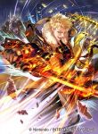  axe belt belt_buckle black_pants blonde_hair buckle coat collar commentary_request debris dual_wielding energy eudes_(fire_emblem) faceless faceless_male fire_emblem fire_emblem:_kakusei fire_emblem_cipher fireworks fur_collar glowing glowing_eyes holding holding_axe holding_sword holding_weapon long_coat looking_at_viewer male_focus multiple_boys night night_sky official_art open_mouth pants short_hair shoulder_armor sky smile star_(sky) starry_sky suzuki_rika sword vambraces weapon yellow_coat yellow_eyes 