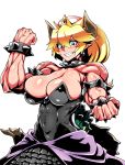  alternate_species animal_humanoid big_breasts bowser bowsette_meme breasts cleavage clothed clothing collar crossgender female humanoid koopa mario_bros muscular nintendo nipple_bulge scalie skimpy spiked_collar spikes super_crown video_games 