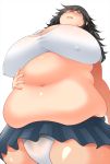  1girl belly black_hair breasts fat glasses huge_breasts shimejix 