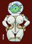  2018 anthro bandage big_breasts breasts camel_toe clothed clothing digital_media_(artwork) female fin fish frooby humanoid marine nipples simple_background solo standing suit 