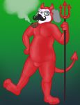  bodysuit canine clothing costume demon devil_costume dog eyewear glasses halloween holidays hornbuckle male mammal pipe pitchfork sheepdog skinsuit solo spandex tight_clothing 