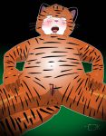  abstract_background anus black_eyes blush butt feline female flat_chested fur hands_on_thighs mammal navel orange_fur pink_nose presenting presenting_anus presenting_pussy pussy slightly_chubby solo spread_legs spreading striped_fur stripes theunokcringe thick_thighs tiger tongue tongue_out 