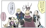  2girls animal animal_on_head armor black_armor black_bow blonde_hair bow brother_and_sister brothers cape circlet closed_mouth commentary_request dress eevee elise_(fire_emblem_if) female_my_unit_(fire_emblem_if) fire_emblem fire_emblem_if from_behind gen_1_pokemon gen_2_pokemon gen_4_pokemon hair_bow hairband leafeon leon_(fire_emblem_if) long_hair marks_(fire_emblem_if) multicolored_hair multiple_boys multiple_girls my_unit_(fire_emblem_if) on_head open_mouth parted_lips pink_bow pokemon pokemon_(creature) purple_eyes purple_hair robaco short_hair siblings simple_background smile translated twintails umbreon vaporeon white_background white_hair 