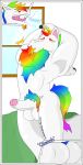  2018 alpha_channel anthro balls bed body_hair butt chest_hair clenching dave_(character) digital_media_(artwork) equine erection eyes_closed facial_hair freckles fur goatee hair hairy horn male mammal morning_wood multicolored_hair muscular muscular_male notkastar nude open_mouth penis pubes rainbow standing stretching sunlight teeth unicorn window yawn 