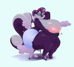  anthro big_breasts breasts clothed clothing female fifi_la_fume huge_breasts mammal mephitid nipples sitting skunk slightly_chubby solo thick_thighs tiny_toon_adventures warner_brothers 