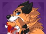  blood blue_eyes bone canine female fox fur gore hard_vore judy_reinard mammal orange_fur sharp_teeth skyfox911 solo teeth violence vore 