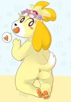  animal_crossing anthro beach canine cute dog female flower isabelle_(animal_crossing) lionshrooms mammal nintendo nude paws plant seaside solo video_games 