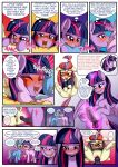  2017 anibaruthecat balls blush clothing comic crossgender cunnilingus cutie_mark dialogue dildo double_dildo english_text equine eyes_closed eyewear female feral friendship_is_magic glasses group half-closed_eyes hi_res horn male male/female mammal medial_ring moondancer_(mlp) my_little_pony open_mouth oral penis pussy sex sex_toy starlight_glimmer_(mlp) text tongue tongue_out trixie_(mlp) twilight_sparkle_(mlp) unicorn vaginal winged_unicorn wings young 
