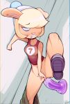  anal anal_masturbation anal_penetration blonde_hair blush breasts brown_fur clenched_teeth clothing dildo eyebrows_visible_through_hair female fingering fingering_self footwear fur hair half-closed_eyes hat hi_res lagomorph looking_down mammal masturbation moody_(bluebreed) navel pants pants_around_one_leg pants_pull penetration pubes pussy rabbit raised_leg sex_toy shirt shoes short_hair solo spread_legs spreading standing standing_on_one_leg teeth toying_self uncensored vaginal vaginal_fingering vaginal_masturbation white_eyes wildblur 