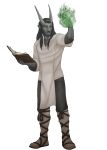  2018 alpha_channel black_hair book clothed clothing digital_media_(artwork} dragon_age dragon_age_inquisition full_body green_eyes green_fire hair horn male pointy_ears qunari smile standing video_games wrigglingwyvern 