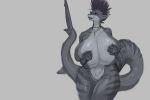  anthro areola big_breasts breasts colored_sketch female fish hair huge_breasts hyper hyper_breasts jewelry keeltheequine marine necklace nude shark smile solo standing thick_thighs voluptuous wide_hips 