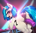  2018 absurd_res anus blush butt cutie_mark dankflank digital_media_(artwork) dildo drooling equine eyelashes female feral friendship_is_magic hi_res horn mammal my_little_pony open_mouth penetration pussy pussy_juice saliva sex_toy solo tongue tongue_out unicorn vaginal vaginal_penetration vinyl_scratch_(mlp) 