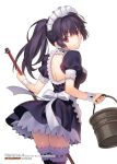  1girl altrouge_brunestud apron black_hair maid_apron red_eyes tagme thighhighs zettai_ryouiki 