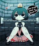  animated artist_name bandaged_leg bandages bdsm black_dress black_hair black_panties blush bob_cut bouncing bouncing_breasts bound breasts cameltoe chain chain_chomp covering crown diives dress dungeon embarrassed english engrish eyebrows_visible_through_hair fangs light_blush looking_at_viewer mario_(series) mini_crown new_super_mario_bros._u_deluxe open_mouth pale_skin panties princess_chain_chomp ranguage restrained sharp_teeth sitting sleeveless solo super_crown super_mario_bros. teeth thought_bubble underwear 