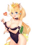  arm_under_breasts bangs bare_shoulders black_leotard black_nails blonde_hair blue_earrings blue_eyes bowsette bracelet breast_rest breasts breathing_fire brooch claw_pose cleavage collar collarbone covered_navel cowboy_shot crown fangs fire hair_between_eyes heart_of_fire highleg highleg_leotard highres hips jewelry large_breasts leotard long_hair long_ponytail looking_at_viewer mario_(series) miriam_(34502423) nail_polish navel new_super_mario_bros._u_deluxe open_mouth pointy_ears shell shiny shiny_hair shiny_skin sidelocks solo spiked_bracelet spiked_collar spiked_tail spikes strapless strapless_leotard super_crown tail thighs 