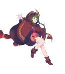  bangs bracelet brown_footwear cape chiki dress eyebrows_visible_through_hair fire_emblem fire_emblem:_monshou_no_nazo fire_emblem_heroes full_body glowing green_eyes green_hair highres hood hood_up jewelry leg_up mamkute nagisa_kurousagi non-web_source official_art outstretched_arms pink_dress pink_legwear pointy_ears shiny shiny_hair shiny_skin sidelocks solo spread_arms stone tiara transparent_background 