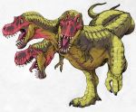  2_tails 3_heads dinosaur gweek hydra multi_head multi_tail theropod tyrannosaurus_rex 