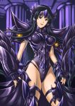  1girl armor artist_request blue_eyes brown_hair curvy feathers female fingerless_gloves gloves highleg highleg_leotard leotard long_hair night owl_partita saint_seiya saint_seiya:_the_lost_canvas shiny shiny_skin smile solo very_long_hair 