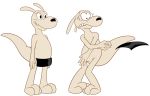  2018 anthro barefoot breaking_the_fourth_wall censor_bar censored covering embarrassed exposed featureless_crotch floppy_ears male mammal marsupial nickelodeon nude overbite rocko rocko&#039;s_modern_life simple_background solo teeth wallaby wide_eyed wind x231_(artist) 