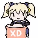  &gt;_&lt; :&gt; :d animated animated_gif artist_request blonde_hair drum_(container) drumming gif_artifacts gloves hair_ornament mika_(under_night_in-birth) open_mouth resized short_twintails smile solo source_request twintails under_night_in-birth under_night_in-birth_exe:late[st] upscaled xd 
