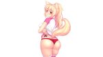  animal_ears ass blonde_hair blush erect_nipples fast-runner-2024 gym_uniform original tail thighhighs tiffy white 
