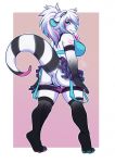  anthro anus bra breasts butt clothed clothing female lavenderpandy legwear looking_back mammal mustelid otter panties panties_down pussy skirt smile solo standing stockings thick_thighs thigh_highs underwear webbed_hands 