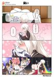  6+boys ahoge all_fours astolfo_(fate) bikini black_bikini black_bow black_choker black_gloves black_jacket blush bow braid choker clothes_sniffing comic darkmaya fate/grand_order fate_(series) gloves hair_bow jacket jeanne_d'arc_(alter_swimsuit_berserker) jeanne_d'arc_(fate)_(all) lifted_by_self long_braid long_hair multiple_boys otoko_no_ko pink_hair rainbow red_legwear shrug_(clothing) single_braid single_thighhigh skirt skirt_lift smelling swimsuit thighhighs translation_request vomiting vomiting_rainbows white_hair yellow_eyes 