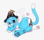  &lt;3 animated cat clothing cute feathered_wings feathers feline female hat magic_user mammal pawpads paws ponpoka simple_background solo underwear white_background wings witch xenoyia xolani_(xenoyia) 