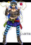  ;p \m/ abs adapted_costume arm_warmers bare_shoulders belt belt_boots black_footwear blue_eyes blue_hair boots breasts chain collar commentary_request double_\m/ earrings earth_(ornament) english green_hair hecatia_lapislazuli high_heel_boots high_heels highres jewelry leather leather_boots long_hair moon_(ornament) multicolored_hair one_eye_closed orb pantyhose pointy_ears ryuuichi_(f_dragon) skirt solo striped striped_legwear sunglasses toned tongue tongue_out touhou two-tone_hair 