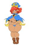  5_fingers boots breasts brown_eyes clothed clothing crossgender digital_media_(artwork) female footwear geno gloves hair humanoid lipstick makeup mantle navel not_furry panties partially_clothed puppet red_hair short_hair simple_background slb solo standing super_crown super_mario_rpg thick_thighs underwear white_background wide_hips 