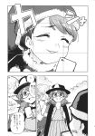  bow bowtie cape caught cellphone comic doremy_sweet fedora glasses greyscale hat highres kishin_sagume minato_hitori monochrome multiple_girls nightcap nightgown phone pom_pom_(clothes) school_uniform short_hair sign single_wing skirt smartphone suit_jacket touhou translated twintails usami_sumireko wings 