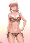  alternate_costume antenna_hair ass_visible_through_thighs bare_arms bare_legs bare_shoulders bra breasts cleavage commentary contrapposto cowboy_shot embroidered_bra embroidered_panties embroidery eyebrows_visible_through_hair fate/grand_order fate_(series) floral_print florence_nightingale_(fate/grand_order) gloves gradient gradient_background highres large_breasts lingerie long_hair looking_at_viewer lowleg lowleg_panties mashu_003 multicolored multicolored_background narrow_waist navel panties parted_lips pink_hair print_bra print_panties red_eyes rose_print see-through side-tie_panties signature solo standing stomach thighs twitter_username underwear underwear_only white_bra white_gloves 