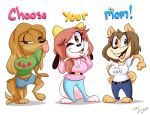  anthro big_breasts breasts canine clothed clothing cute dog dogmom female fully_clothed group hampton holly_applebee humanoid_hands june_(jinu) mabel_(cherrikissu) mammal one_eye_closed simple_background thick_thighs white_background wide_hips wink 