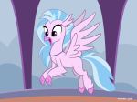  2018 avian blue_hair female flying friendship_is_magic hair hippogryph jewelry my_little_pony necklace purple_eyes show_accurate silverstream_(mlp) solo timothy_fay 