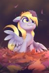  2018 cutie_mark derpy_hooves_(mlp) digital_media_(artwork) equine feathered_wings feathers female feral friendship_is_magic fur hair imalou leaves mammal my_little_pony open_mouth pegasus solo wings 