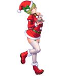  ange_(taimanin_asagi) cake christmas dress female food green_hair hat lilith-soft nobushito_kuro santa_hat shiny shiny_skin simple_background solo taimanin_(series) taimanin_asagi taimanin_rpgx white_background 