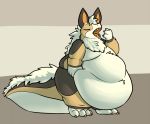  2014 anthro arkson belly big_belly claws dragon eyes_closed fur furred_dragon geckomania love_handles male moobs obese open_mouth overweight self_grab solo standing teeth thick_tail thick_thighs wide_hips yawn 