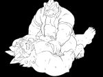  anal ashigara bear bellyjob cowgirl_position male male/male mammal markwulfgar mohawk monochrome multi_ear nipples on_top overweight pecs penis sex tokyo_afterschool_summoners tsathoggua 